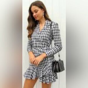 Veronica Beard Black and White Plaid Mini Dress